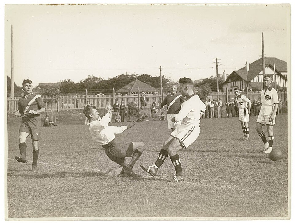 Royal Australian Naval team plays the visiting German Navy team from the cruiser Köln, Lyne Park, Rose Bay, 10 May 1933 - photographer Sam Hood (7633410814)